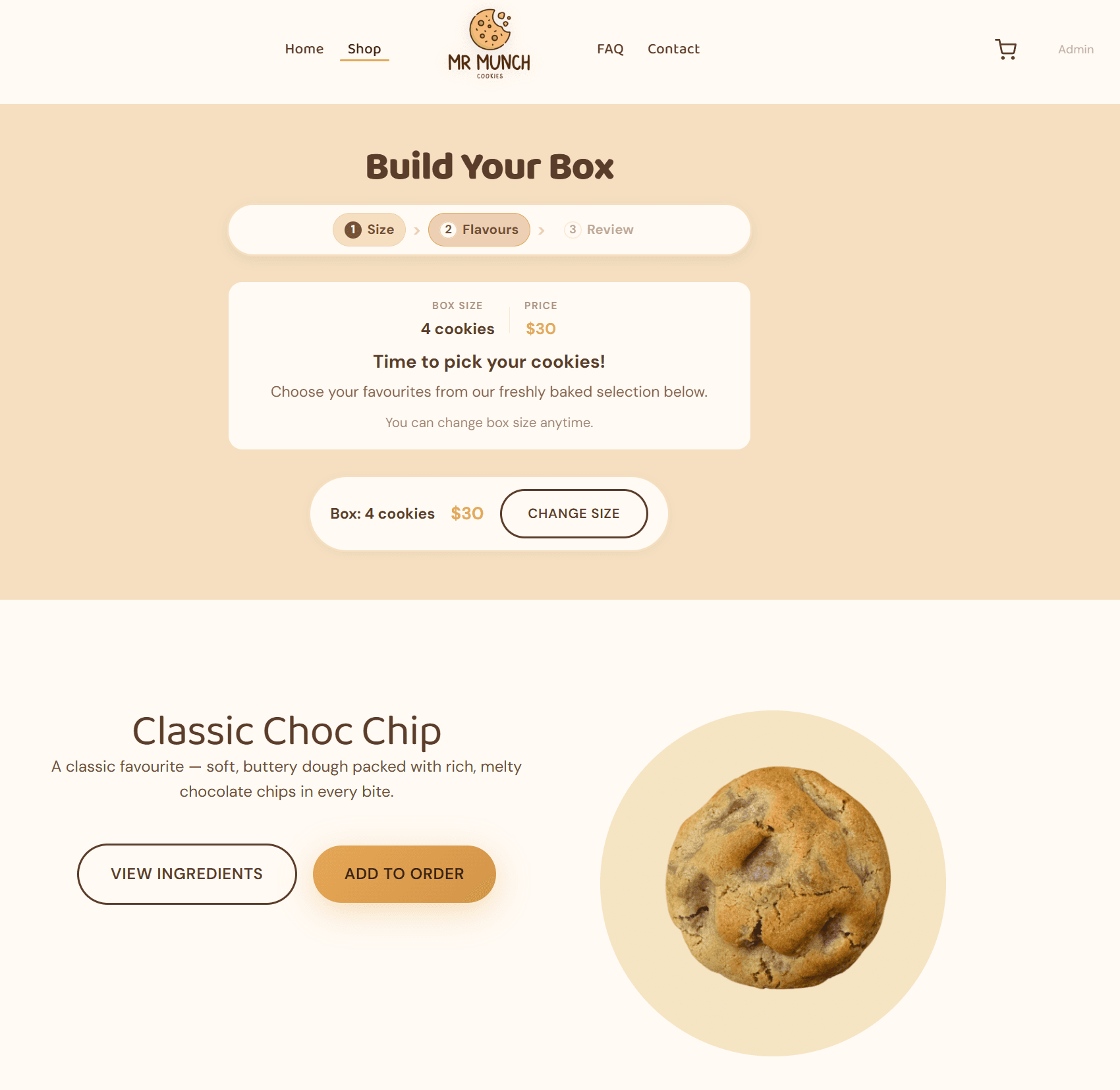 Mr Munch Cookies — e-commerce website built by Byte Size Labs Canberra